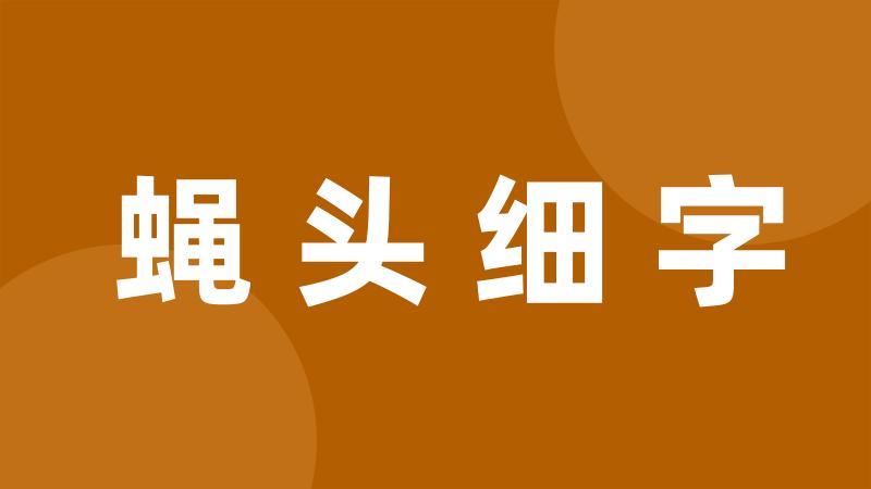 蝇头细字